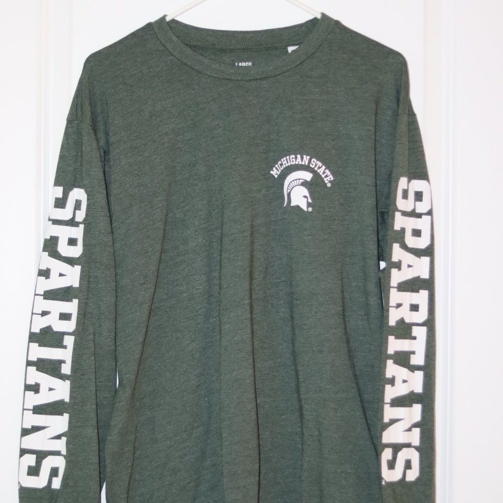 Michigan State University Pressbox Green Long-Sleeved Shirt, Women's Large